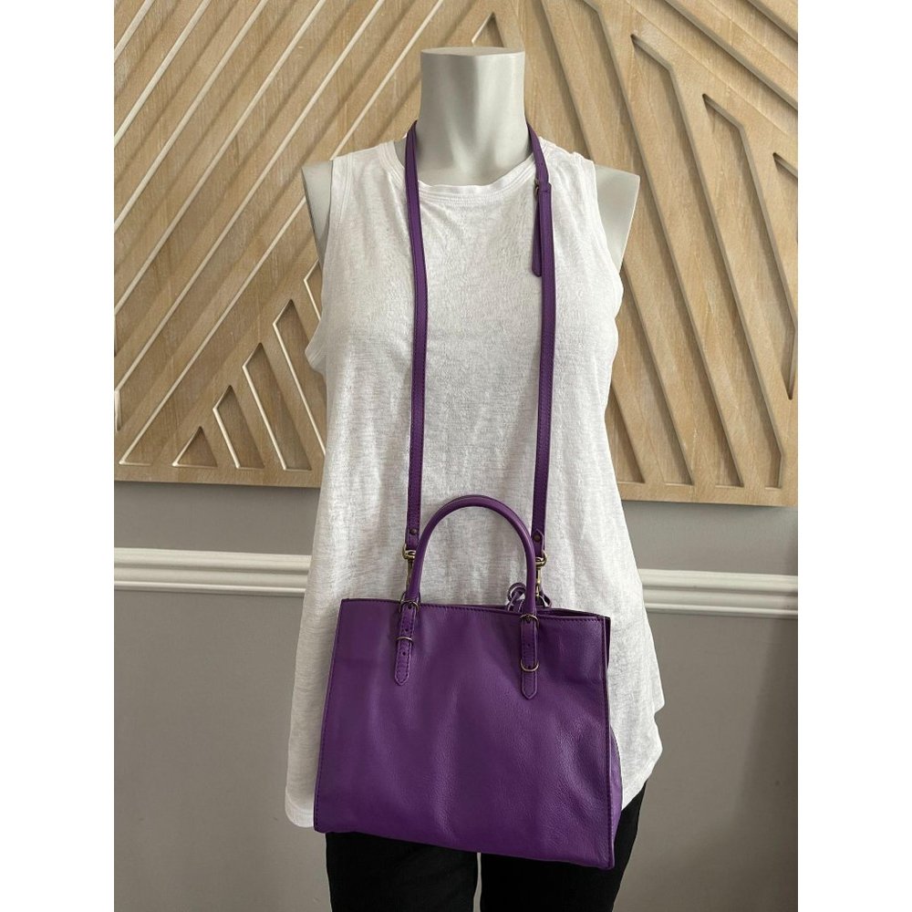 BALENCIAGA Mini Papier A4 Purple Leather Crossbody - Picture 10 of 11